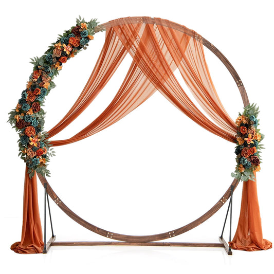 Round Wooden Wedding Arch with Multiple Decoration Options