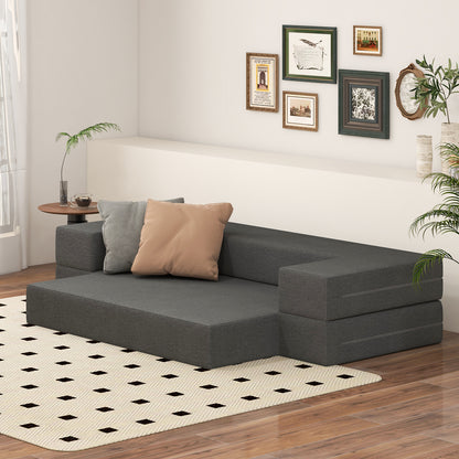 Convertible Folding Sofa Bed with Memory Foam and Washable Cover, 8 Inch Queen