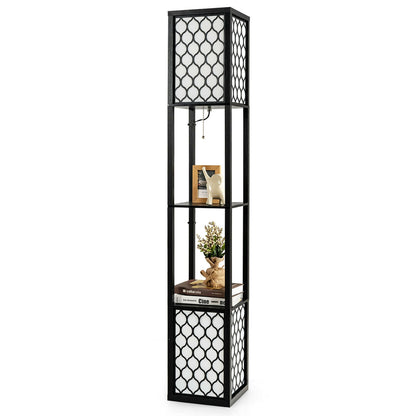 Modern Freestanding Floor Lamp with Dual Shelves, Pull Chain & Foot Switch
