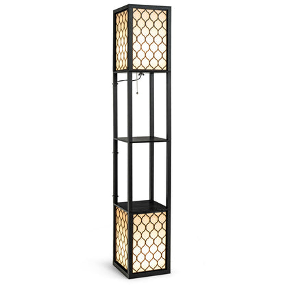 Modern Freestanding Floor Lamp with Dual Shelves, Pull Chain & Foot Switch