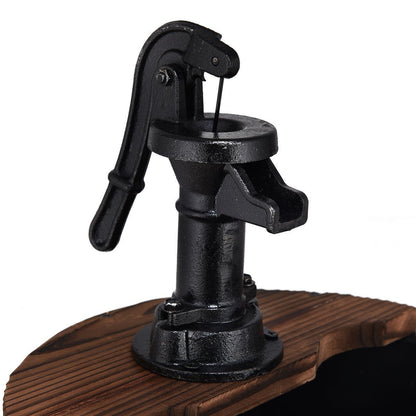 Rustic 2 Tier Wooden Barrel Waterfall Fountain with Decorative Pump