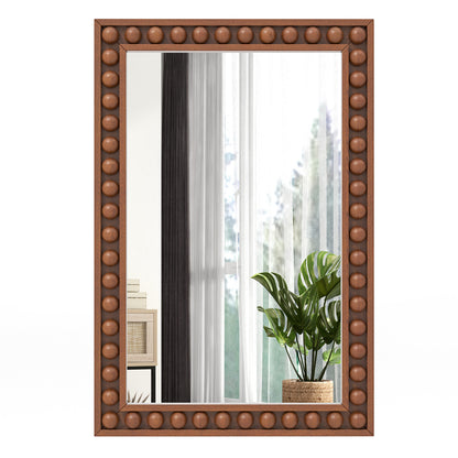 24 x 36 Inch Brown Rustic Wood-Framed Wall Mirror – Perfect for Living Room & Bedroom