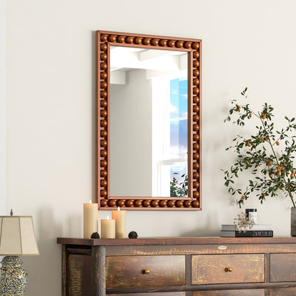 24 x 36 Inch Brown Rustic Wood-Framed Wall Mirror – Perfect for Living Room & Bedroom