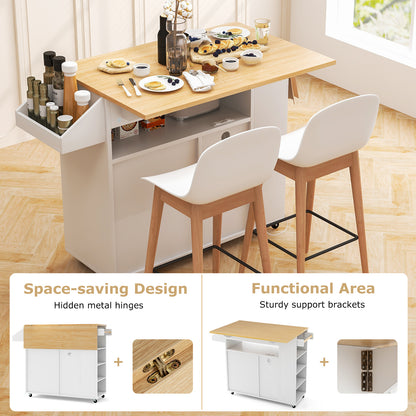 Kitchen Island Cart with Built-In Power Outlets and Storage for Dining Room