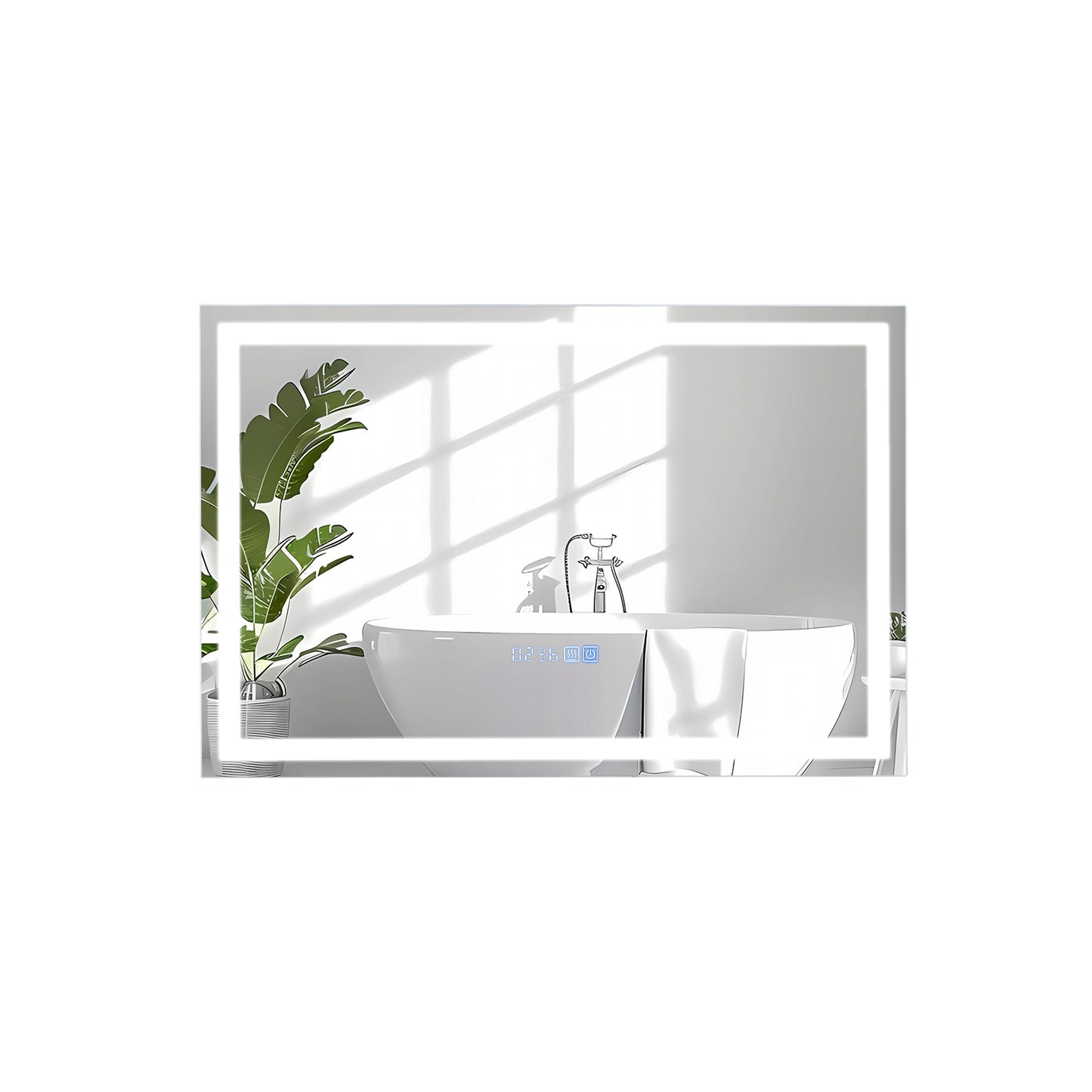 LED Wall-Mounted Bathroom Mirror with 3 Color Dimmable Lighting & Anti-Fog Function