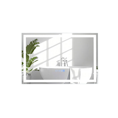 LED Wall-Mounted Bathroom Mirror with 3 Color Dimmable Lighting & Anti-Fog Function