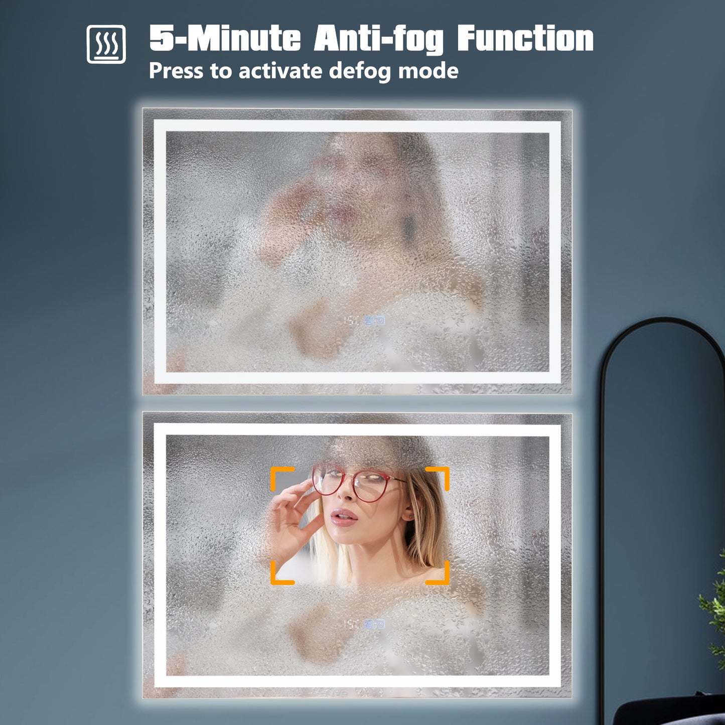 LED Wall-Mounted Bathroom Mirror with 3 Color Dimmable Lighting & Anti-Fog Function