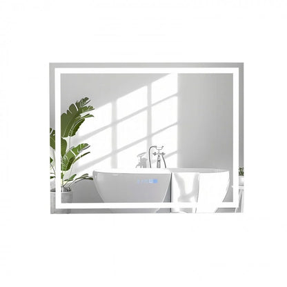 LED Wall-Mounted Bathroom Mirror with 3 Color Dimmable Lighting & Anti-Fog Function
