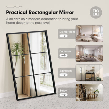 Modern 3 Layered Decorative Wall Mirror with Black Metal Frame for Living Room and Dining Room