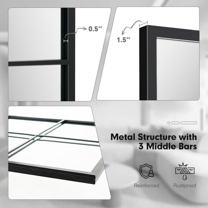 Modern 3 Layered Decorative Wall Mirror with Black Metal Frame for Living Room and Dining Room