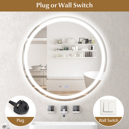 32 Inch LED Bathroom Mirror with Anti-Fog, 3 Color Lighting & Temperature Display