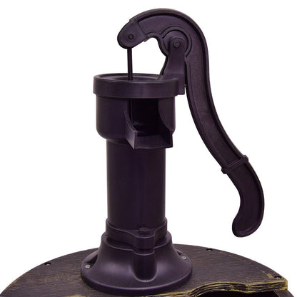 Rustic 2 Tier Barrel Water Fountain with Submersible Pump for Outdoor Decor