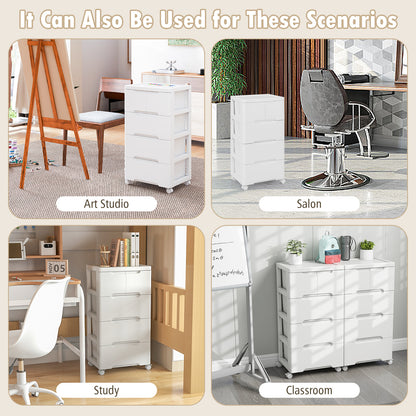 Multi-Drawer Rolling Organizer Cabinet with Lockable Wheels and Elevated Base – 5 Drawers