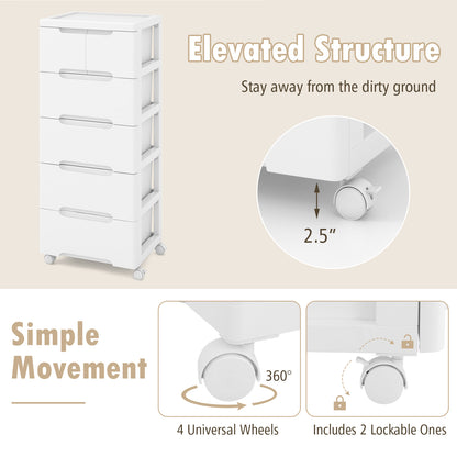 Multi-Drawer Rolling Organizer Cabinet with Lockable Wheels and Elevated Base – 6 Drawers