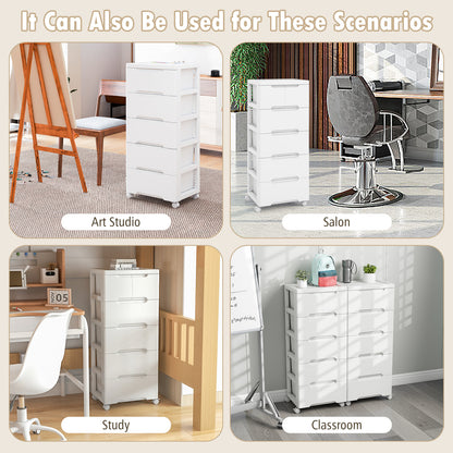 Multi-Drawer Rolling Organizer Cabinet with Lockable Wheels and Elevated Base – 6 Drawers