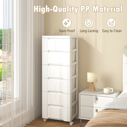 Multi-Drawer Rolling Organizer Cabinet with Lockable Wheels and Elevated Base – 7 Drawers
