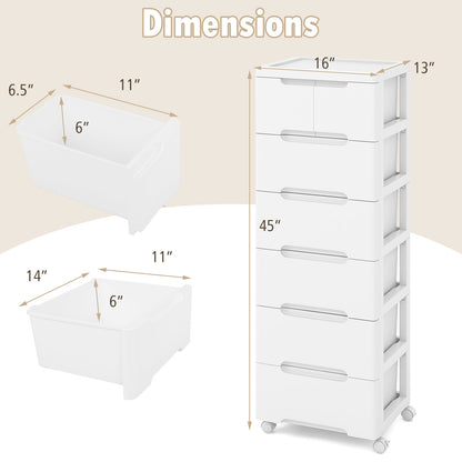 Multi-Drawer Rolling Organizer Cabinet with Lockable Wheels and Elevated Base – 7 Drawers
