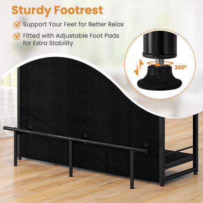 Multi-Level Kitchen Island Table with Wine Rack and Foot Bar - Black