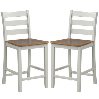 Pair of Counter Height Bar Stools Featuring Supportive Inclined Back and Built-In Footrest