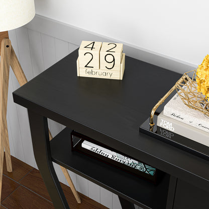 Elegant Console Table with Storage Drawer and Open Shelf for Hallway or Living Room - Black