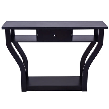 Elegant Console Table with Storage Drawer and Open Shelf for Hallway or Living Room - Black