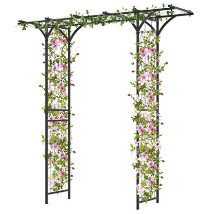 6.8 Feet Metal Garden Arbor with Elegant Trellises for Climbing Plants, Vines, and Roses