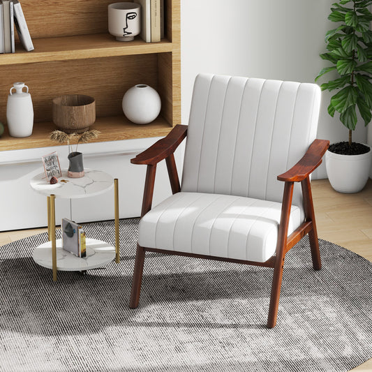 Ergonomic Lounge Armchair with Thick Cushion and Felt Pads Beige