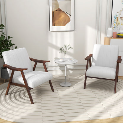 Ergonomic Lounge Armchair with Thick Cushion and Felt Pads Beige