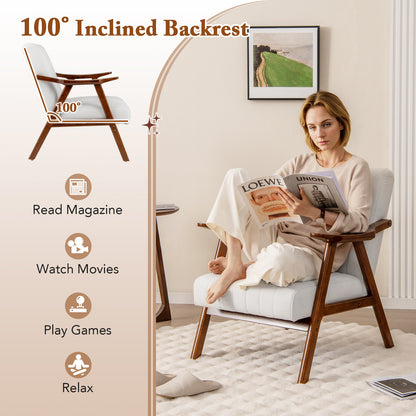 Ergonomic Lounge Armchair with Thick Cushion and Felt Pads Beige
