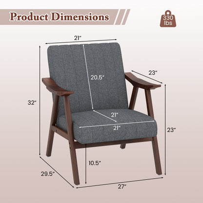 Ergonomic Lounge Armchair with Thick Cushion and Felt Pads Light Grey