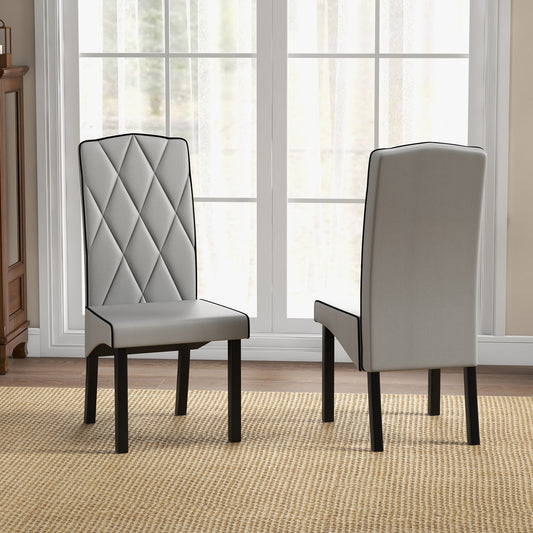 Modern Dining Chair with High Backrest and High-Density Cushion for Ultimate Comfort - Light Grey