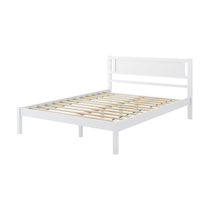 Wooden Bed Frame with Headboard and Wooden Slats Support – Queen