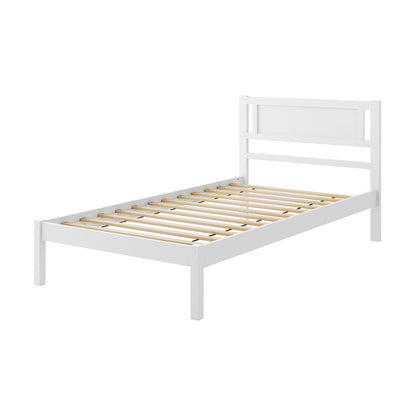 Wooden Bed Frame with Headboard and Wooden Slats Support – Twin