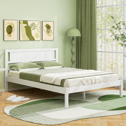 Wooden Bed Frame with Headboard and Wooden Slats Support – Full