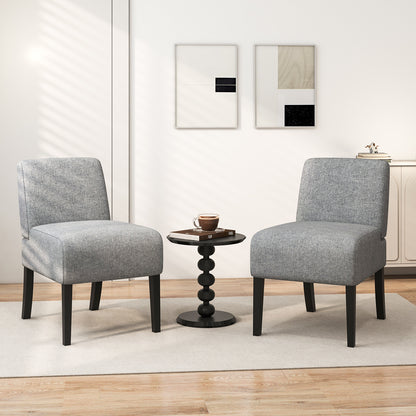 Modern Upholstered Accent Chair with Rubber Wood Legs for Living Room - Grey