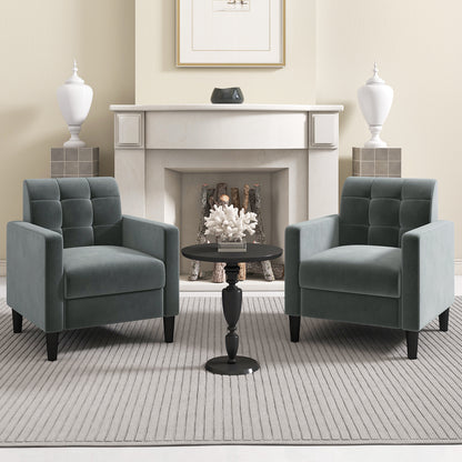 Stylish Mid-Century Modern Velvet Accent Chair with Tufted Backrest