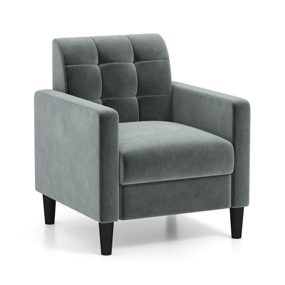 Stylish Mid-Century Modern Velvet Accent Chair with Tufted Backrest
