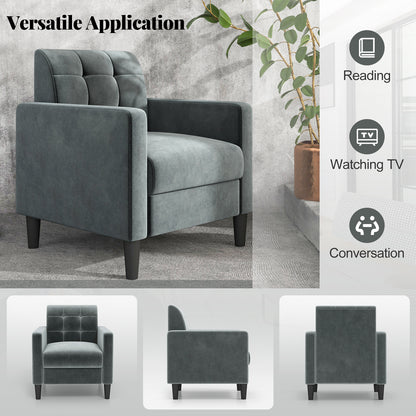 Stylish Mid-Century Modern Velvet Accent Chair with Tufted Backrest