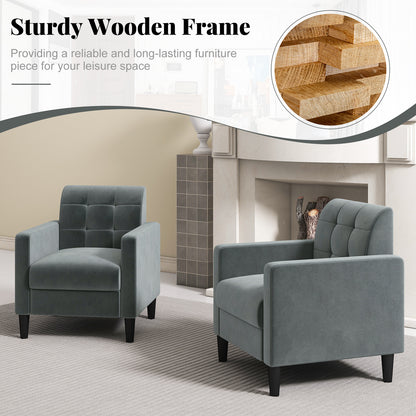 Stylish Mid-Century Modern Velvet Accent Chair with Tufted Backrest