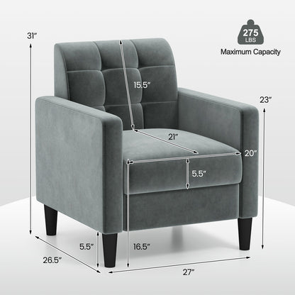 Stylish Mid-Century Modern Velvet Accent Chair with Tufted Backrest