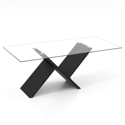 Tempered Glass Center Table with Wooden Base for Modern Living Spaces
