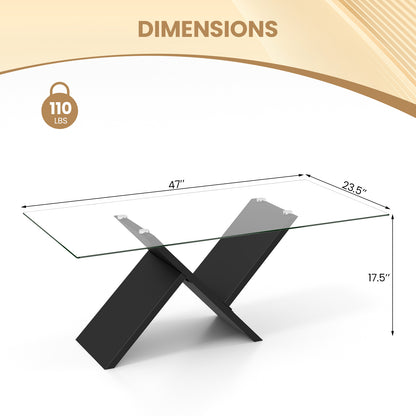 Tempered Glass Center Table with Wooden Base for Modern Living Spaces