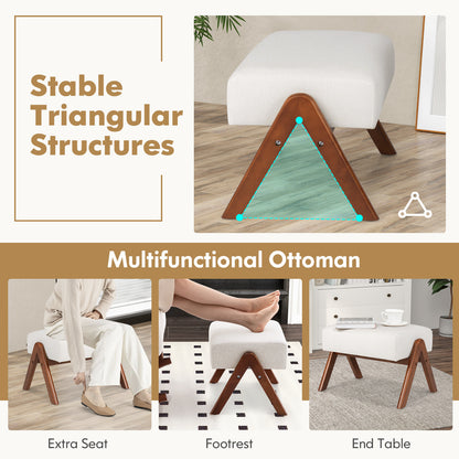 Rocking Chair and Ottoman Set with Padded Cushions and Ergonomic Design, Beige
