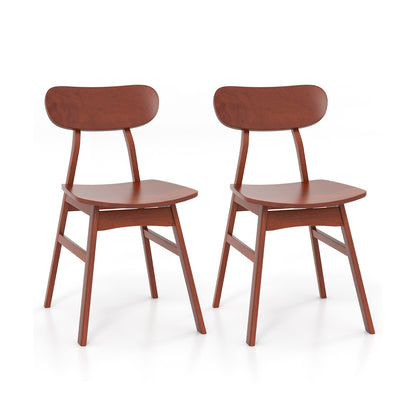Modern Dining Chairs with Curved Backrest and Seat - Walnut, Set of 2