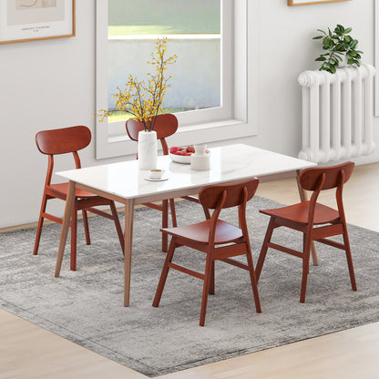 Modern Dining Chairs with Curved Backrest and Seat - Walnut, Set of 2