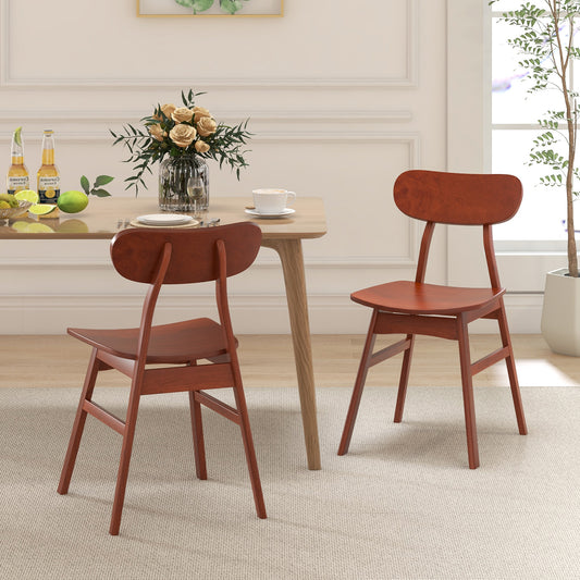 Modern Dining Chairs with Curved Backrest and Seat - Walnut, Set of 2