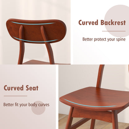 Modern Dining Chairs with Curved Backrest and Seat - Walnut, Set of 2