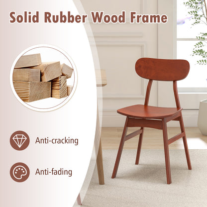 Modern Dining Chairs with Curved Backrest and Seat - Walnut, Set of 2