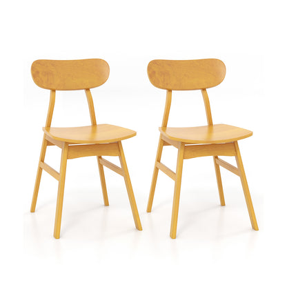Modern Dining Chairs with Curved Backrest and Seat - Natural, Set of 2