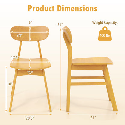 Modern Dining Chairs with Curved Backrest and Seat - Natural, Set of 2